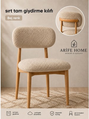 Arife Home Sandalye Kılıfı Arkası Tam Kaplama Yıkanabilir Esnek Lastikli Mutfak Sandalye Örtüsü Alt Üst 2parça Takım Chair Cover