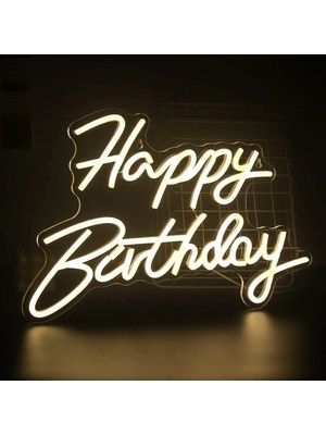 Uravas Store Happy Bırthday Yazılı Neon LED