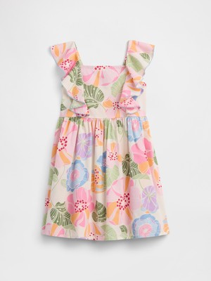 Gap Kız Bebek Çok Renkli Baskılı Poplin Elbise