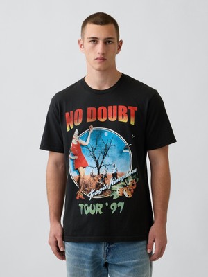 Gap Erkek Siyah No Doubt Relaxed Grafik Baskılı T-Shirt