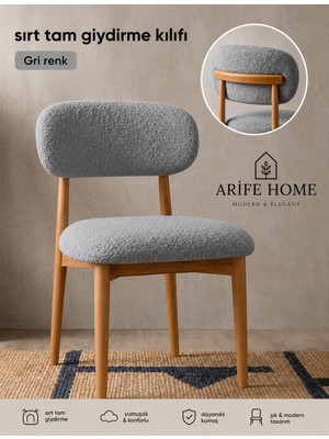 Arife Home Sandalye Kılıfı Arkası Tam Kaplama Yıkanabilir Esnek Lastikli Mutfak Sandalye Örtüsü Alt Üst 2parça Takım Chair Cover