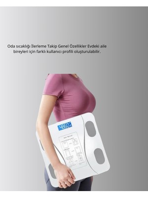 Mossem Akıllı Dijital Baskül – Bluetooth Bağlantılı, 8 Ölçüm Verili, Akıllı Vücut Analiz Tartısı