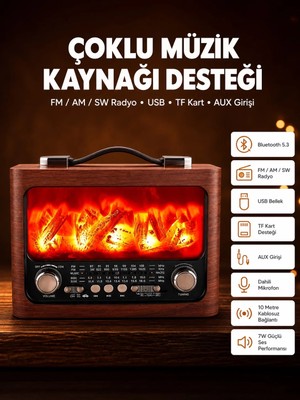 My Best Store Solar Panelli Alev Işıklı Bluetooth Hoparlör – Çoklu Giriş, Uzun Pil Ömrü