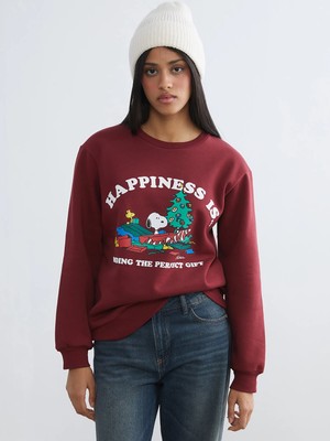 Lc Waikiki Yeni Sezon Snoopy Baskılı Oversize Kadın Kalın Sweatshirt