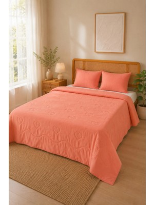 Uykuperest Bloomy Somon Kapitoneli Pike Takımı Battal Boy 220X235 2 Yastık Alezi