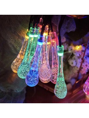 ALK 7m 50 LED Damla 8 Fonksiyonlu Solar Panelli-Rgb