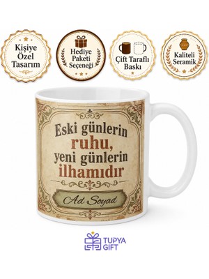 Tupya Gift Vintage Tarz Seven Için Kişiye Özel Retro Baskılı Kupa Bardak Hediye