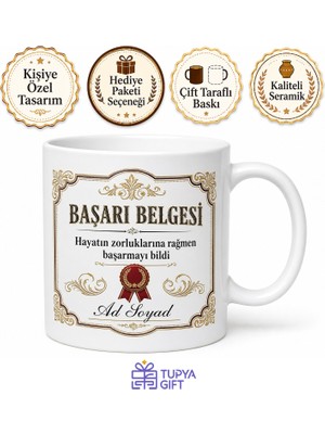 Tupya Gift Diploma Tasarımlı Esprili Başarı ve Mezuniyet Kutlaması Kupa Bardak Hediye