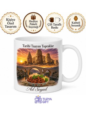 Tupya Gift Adıyaman Nemrut Dağı Cendere Köprüsü Kommagene Çiğköfte Temalı Porselen Kupa Hediye Bardak