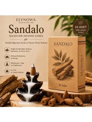 Sandalo Geri Akışlı Konik Tütsü | Backflow Incense Cones | 10 Adet