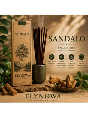 Sandalo Doğal Tütsü Çubuğu 20 Adet - Uzun Süre Kalıcı Aroma