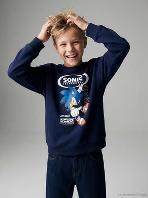 Lc Waikiki Yeni Sezon Sonic Baskılı Erkek Çocuk Kalın Sweatshirt