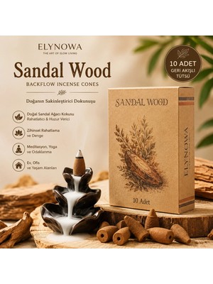 Sandalwood (Sandal Ağacı) Geri Akışlı Konik Tütsü | Backflow Incense Cones | 10 Adet