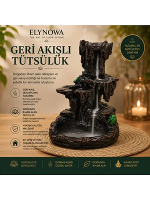 Şelale Kayalık Geri Akışlı Tütsülük | Seramik Backflow Tütsü Standı