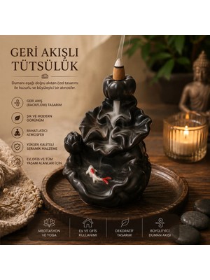 Şelale Kayalık Geri Akışlı Tütsülük | Seramik Backflow Tütsü Standı