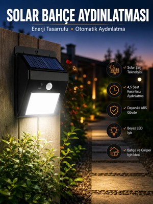 Sepetopia Solar Lamba Giriş, Bahçe Yol Avlu Hareket Sensörlü LED Parlak Gece Su Geçirmez