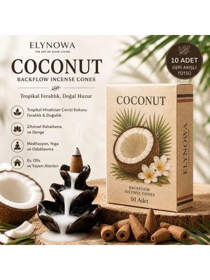 Coconut (Kokonat) Geri Akışlı Konik Tütsü | Backflow Incense Cones | 10 Adet
