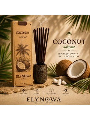 Coconut (Hindistan Cevizi) Doğal Tütsü Çubuğu 20 Adet - Uzun Süre Kalıcı Aroma