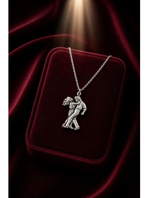 Alaja Silver Dans Eden Çift Parlak Unisex Tasarım 925 Ayar Gümüş Kolye