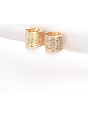 Uravas Store Pirinç Gold Renk Taşlı Minimal Küpe