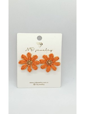 Nd Jewelry Solea Turuncu Hasır Çiçek Küpe