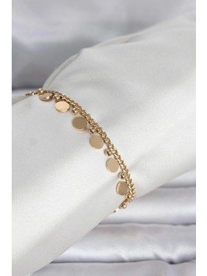 Uravas Store 316L Çelik Gold Renk Pullu Model Kadın Bileklik