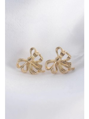 Uravas Store Pirinç Gold Renk Fiyonk Küpe
