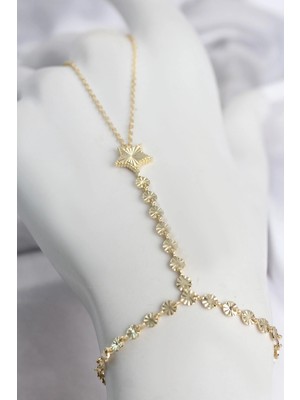 Uravas Store Gold Renk Pirinç Lazerli Yıldız Model Zirkon Taşlı Şahmeran