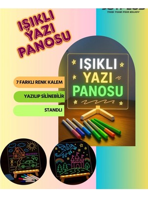 Uravas Store Neon Işıklı 7 Renk Işık Boyama Kalemli LED Resim Panosu Boyama Tahtası Kalemleri 20 x 20