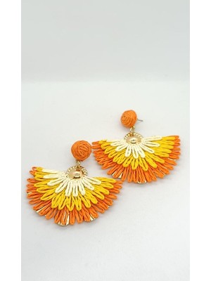 Nd Jewelry Solaris Turuncu Hasır Yelpaze Küpe