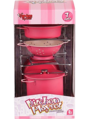 Uravas Store ATF-683G-6 Raflı Pembe Tencere Tava Seti 7 Parça Nessiworld
