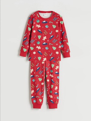 Lc Waikiki Yeni Sezon Bisiklet Yaka Yılbaşı Temalı Erkek Çocuk Pijama Takımı