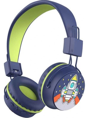 Uravas Store Roket Desenli Bluetooth Kulak Üstü Kablosuz Kulaklık