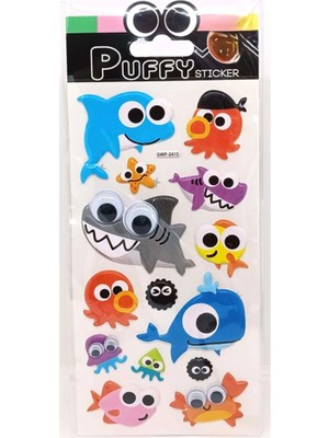 Uravas Store Puffy Stickers Oynar Gözlü Şaşkın Balıklar