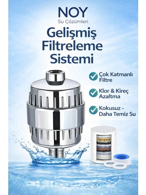 NOY Su Tasarruflu Filtreli Duş Başlığı Duş Sistemi Uyumlu Su Filtreleme Cihazi Klor ve Kireç Azaltma Özellikli Kolay Montaj