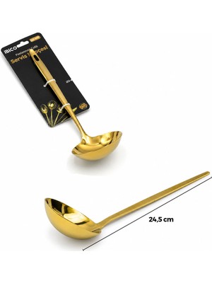 Ttt Metal Servis Kepçesi - Gold Renk - 24.5 cm
