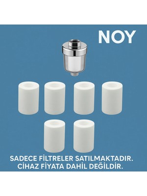 NOY Duş Başlığı Filtresi Için 6 Adet Yedek Kartuş | Su Arıtma Klor Kireç Temizleyici Set