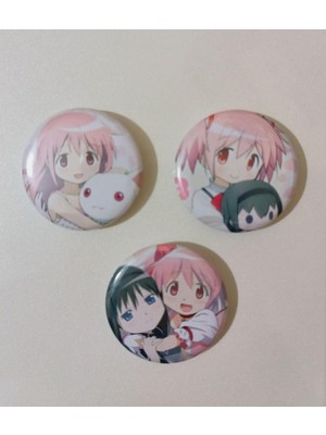 OEM Madoka Magica Anime Buton Rozet 37MM 3 Adet, TYBNLDCH0KT0F3S215