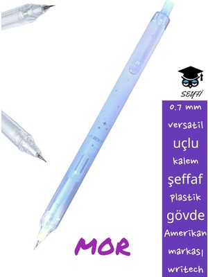 OEM Seyfikirtasiye Versatil Uçlu Kalem, 0.7 Mm, Şeffaf Plastik Gövde, Mor, Writech