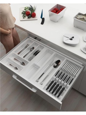 OEM Çekmece Içi Kaşıklık ve Bıçaklık Düzenleyici Beyaz, 74X48 Yandan ve Boydan 4cm Kesilebilir