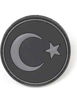 OEM Yuvarlak Türk Bayrağı Peç Arma (Siyah)
