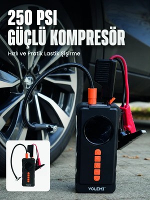 Fantastik Store Dijital Araç Kompresörü 4 Fonksiyonlu Akü Takviye Lastik Şişirme Powerbank ve LED El Feneri