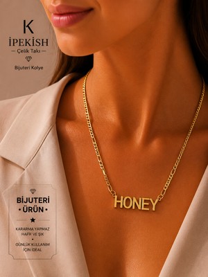 Ipekish Honey Yazılı Gold Zincir Kolye | Harf Detaylı, Unisex, Bijuteri