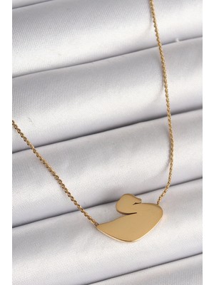 Aslanoğlu Store Mey Ithalat® 316L Çelik Gold Renk Zincir Kuğu Model Kadın Kolye