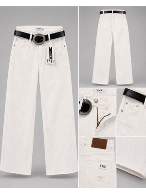 Ymr Moda Kemerli Kesik Paça Jeans