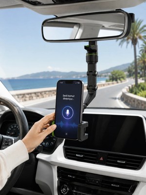 Palmira Demir Dikiz Aynası Telefon Tutucu Katlanabilir Ayarlanabilir Araç Içi Telefon Standı