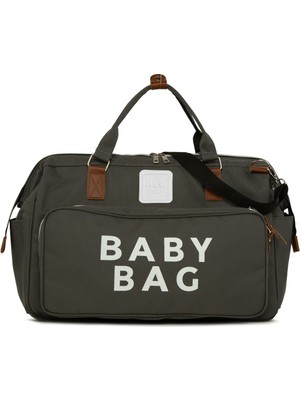 Bagmori Gri Baby Bag Baskılı Geniş Cepli Anne Bebek Çantası