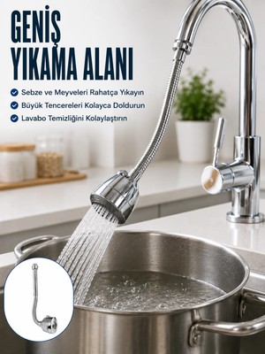 Aslanoğlu Store Esnek Spiral Musluk Uzatma Fıskiyesi  Su Tasarruflu Ayarlanabilir Musluk Başlığı