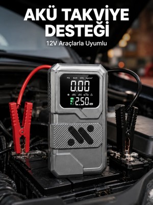Fantastik Store Taşınabilir Araç Akü Takviye ve Hava Kompresörü Powerbank Özellikli