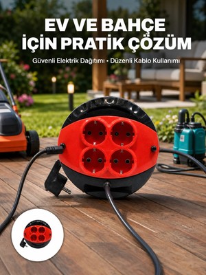 Fantastik Store Ev ve Ofis Için 3 Metre Kablolu 4 Priz Makarası